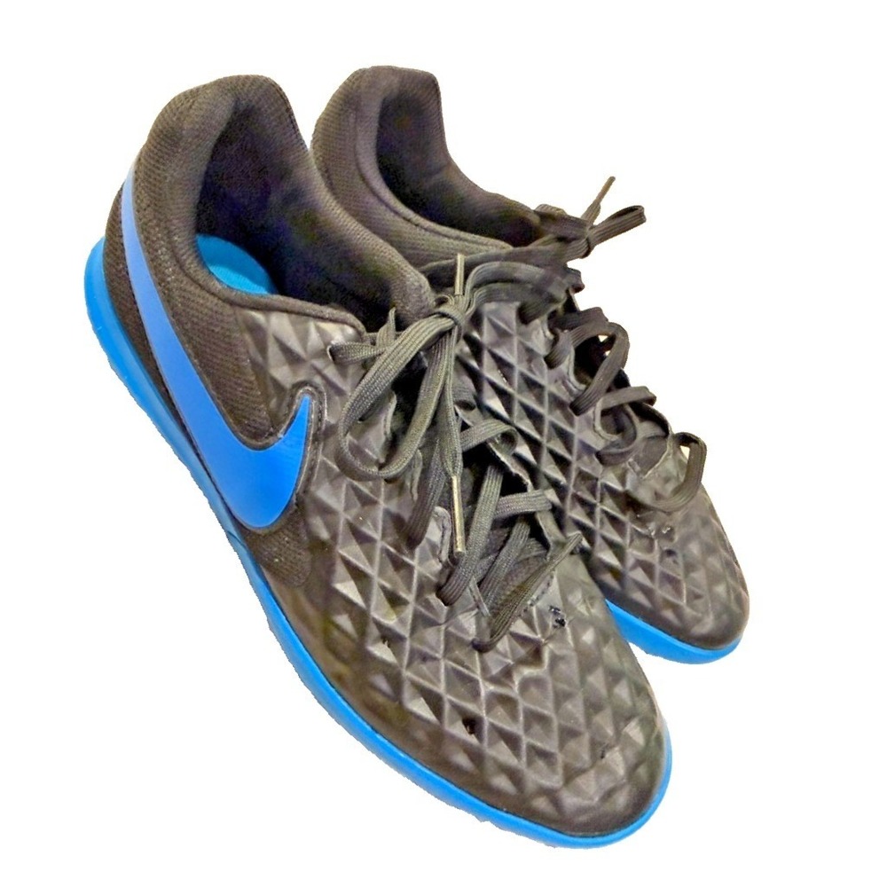 Nike Tiempo Legend 8 Academy IC Soccer Shoes Kids Black Blue Indoor Court Cleats